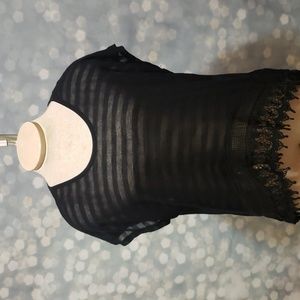 Sheer Black Stripe Top